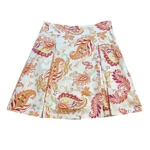 George A-Line Skirt Casual Pleated Paisley Cream Multi Size 16
